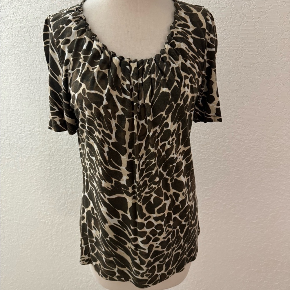 Laurel by Escada Vintage Animal Print Blouse Size 6 Designer Chic - Picture 4 of 13